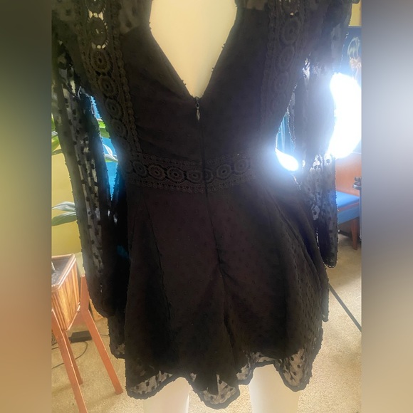 ASOS gothic little black eyelet lace embroidered elegant mini dress boho - Picture 11 of 11